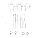 Simplicity lõiked S9387 Unisex trikoo-töötopid, -püksid, müts ja mask, A (XS-S-M-L-XL-XXL)  