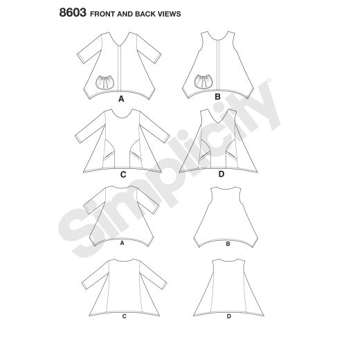Naiste pullover topid - Elaine Heigl, suurused: A (XS-S-M-L-XL), Simplicity Pattern #8603 