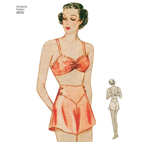 Neidude vintage rinnahoidja ja aluspüksid, Simplicity Pattern # 8510 
