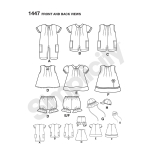 Väikelaste kombinesoon, kleit, topp, püksikud ja mütsid, suurused: A (XXS-XS-S-M-L), Simplicity Pattern #1447 