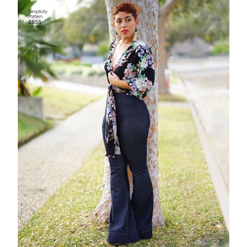 Mimi G kõrge vöökohaga püksid ja sõlmitav topp, suurused: H5 (6-8-10-12-14), Simplicity Pattern # 8655 