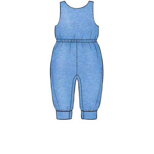 Väikelaste trikoo-kombinesoons, püksid, shortsid ja juuksepael, suurused: XXS-XS-S-M-L, Simplicity Pattern #S8933 