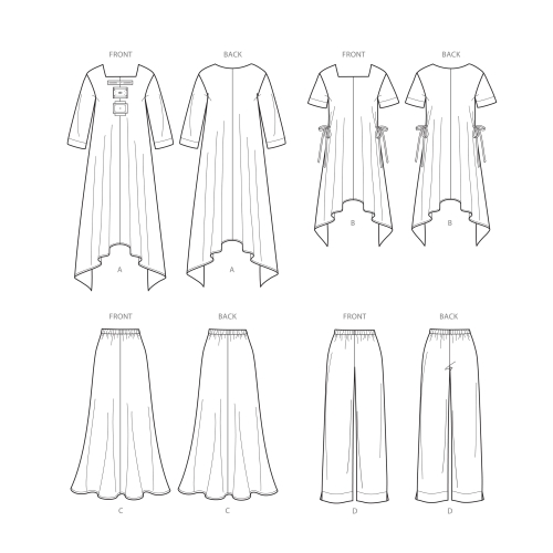 Naiste kleit või tuunika, seelik ja püksid, Simplicity Pattern #S8960 