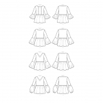 Ompelukaavat: Misses` Loose-Fitting, Gathered Waist Pullover Tops with Bell Sleeves, Butterick B6486 