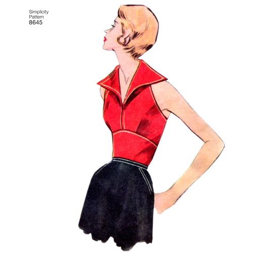Naiste vintage topid, Simplicity 1950`s Vintage Women’s` set of halters and sun top 8645 