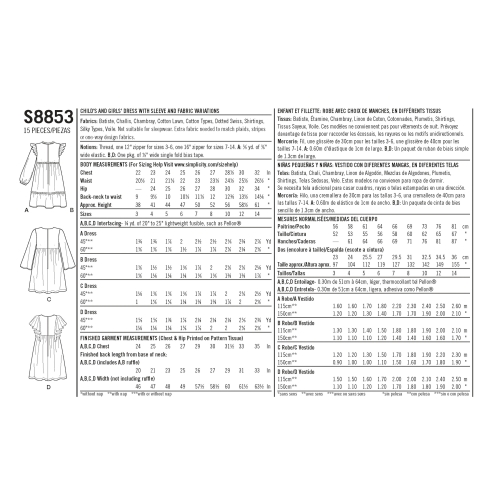 Laste ja tüdrukute kleit, Simplicity Pattern #S8853 