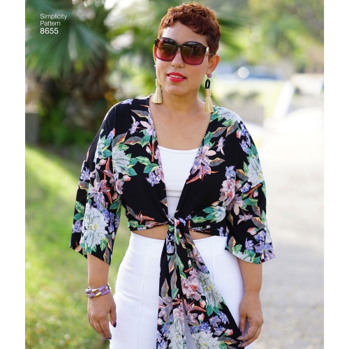 Mimi G kõrge vöökohaga püksid ja sõlmitav topp, suurused: H5 (6-8-10-12-14), Simplicity Pattern # 8655 
