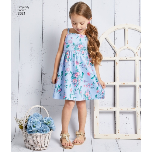 Laste ja tüdrukute kleit, top, püksid ja särgik, suurused: HH (3-4-5-6), Simplicity Pattern # 8621 