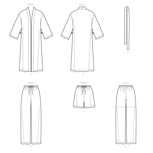 Unisex magamisriietus, suurused: AA (S-M-L), Simplicity Pattern #S9131 