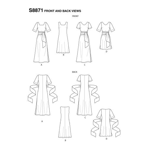 Naiste ja väikesekasvuliste Petite-naiste hõlmiklehviga kleit, Simplicity Pattern #S8871 