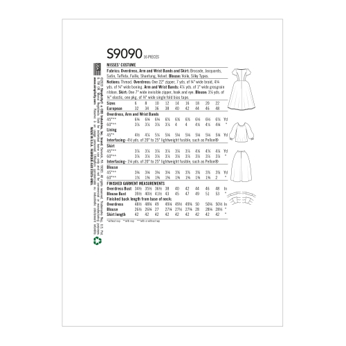 Naiste ajaloolised kostüüm, Simplicity Pattern #S9090 