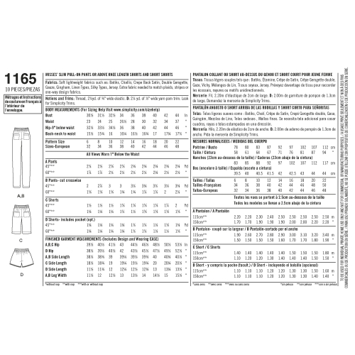 Naiste kummiga püksid pikad või lühikeses shortsidid, püksid, Simplicity Pattern #1165 