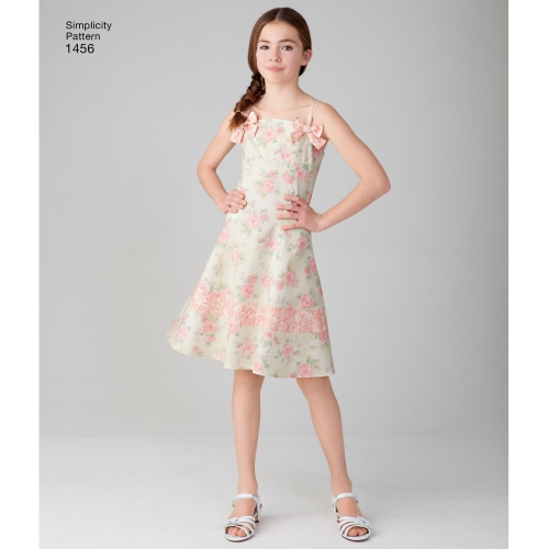 Laste ja tüdrukute kleit variatsioonidega ja müts, Simplicity Pattern #1456 