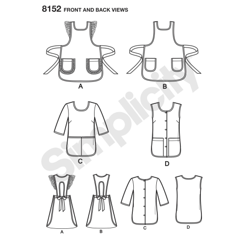 Naiste vintage 1970`ndate põlled, suurused: A (XS-S-M-L), Simplicity Pattern #8152 
