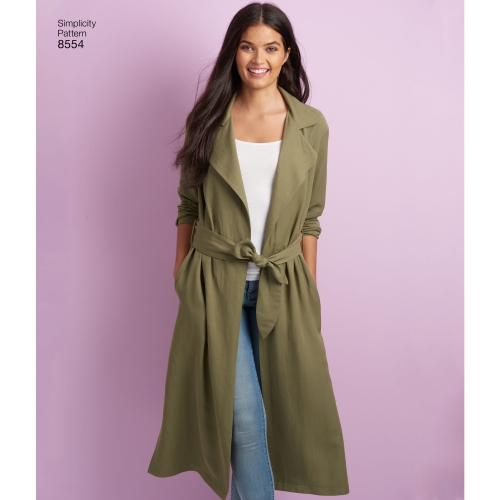 Naiste ja väikesekasvuliste Petite-naiste mantlid ja jakid, Simplicity Pattern # 8554 