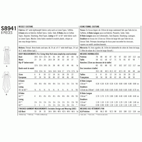 Naiste kostüüm, Simplicity Pattern S8941 