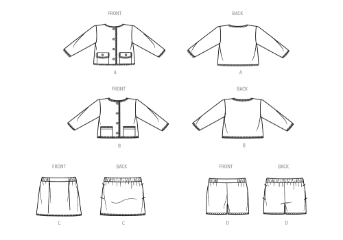 Simplicity lõikekomplekt S9721 CHILDREN`S AND GIRLS` JACKETS, SKIRT AND SHORTS, SS9721 