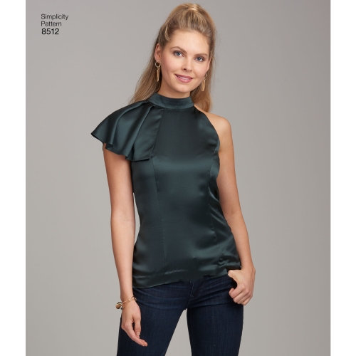 Naiste ja petit-naiste varrukavariatsioonidega topid, Simplicity Pattern # 8512 