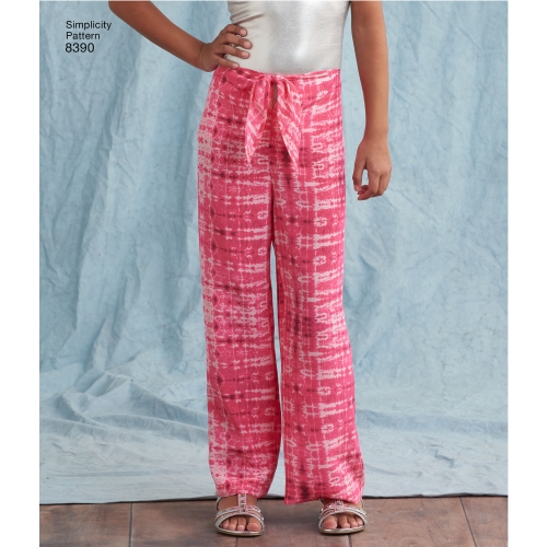 Girl`s and Women’s Tie Front One Piece Trousers, Sizes: A (S - L / XS - XL), Simplicity Pattern #8390 