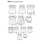 Väikelaste kleit ja püksikud, suurused: A (XXS-XS-S-M-L), Simplicity Pattern #8346 