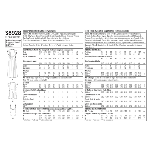 Naiste ujumisriided ja kaftanid by Cynthia Rowley, Simplicity Pattern #S8928 