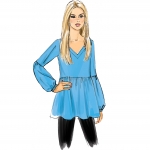 Ompelukaavat: Misses` Loose-Fitting, Gathered Waist Pullover Tops with Bell Sleeves, Butterick B6486 