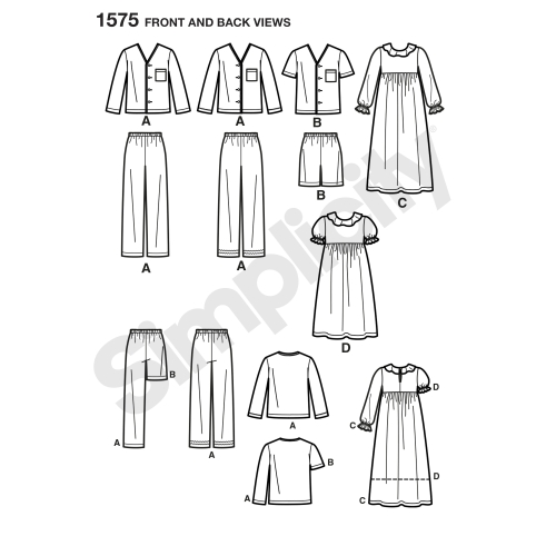 Laste, tüdrukute ja poiste salongiriided, Simplicity Pattern #1575 
