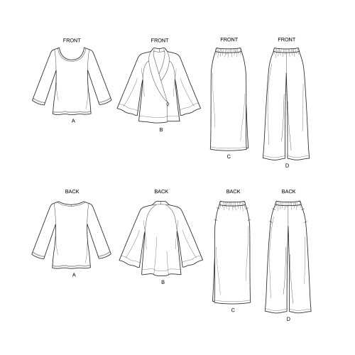 Naiste topid ja jakk lõikehäki võimalustega, Simplicity Pattern #S8993 