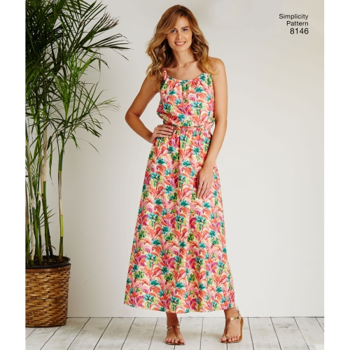 Samasugune lõige: naiste, laste ja 45cm pikkuse nukule, suurused: A (3 - 8 /XS-XL), Simplicity Pattern #8146 