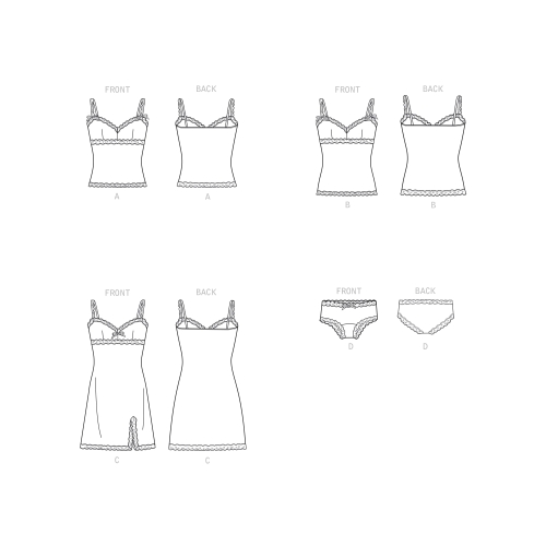 Simplicity lõikekomplekt S9285 MISSES CAMI, SLIP, PANTY, SS9285A5 