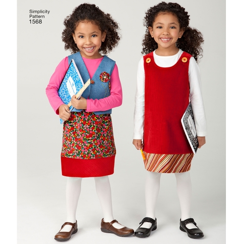 Child`s Jumper, Vest, Trousers and Skirt, Sizes: A (3-4-5-6-7-8), Simplicity Pattern #1568 