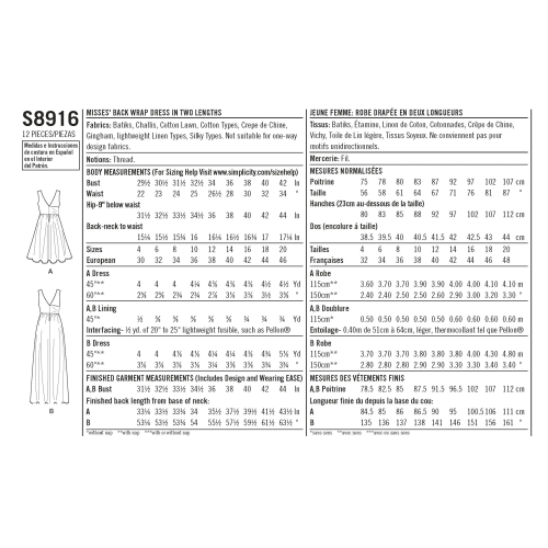 Naiste kleidid, Simplicity Pattern #S8916 