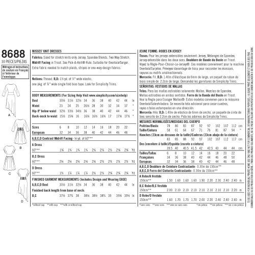 Trikookleidid, Simplicity Pattern #8688 