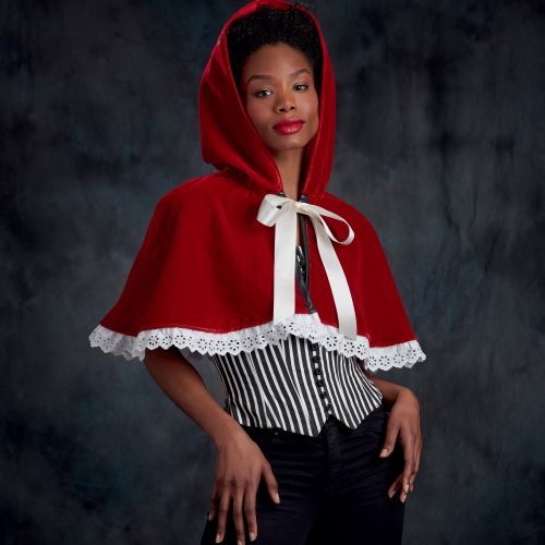 Misses` Cape with Tie Costumes, Sizes: S-M-L, Simplicity Pattern #S9008 