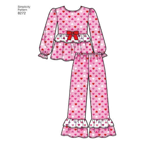 Laste ja tüdrukute magamisriietus ja hommikumantel, Simplicity Pattern #8272 