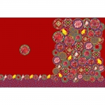 Luksusliku lille- ja linnuornamendiga trikookangas kupongina 150cm x120cm Art.4876 