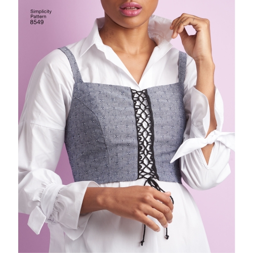 Naiste rinnahoidja-topid, suurused: A (XXS-XS-S-M-L-XL-XXL), Simplicity Pattern # 8549 