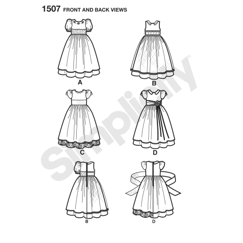 Mudilaste ja laste eriliste sündmuste kleit, Simplicity Pattern #1507 
