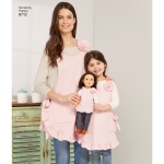 Child`s, Women`s and 18` Doll Aprons, Sizes: A (S - L / S - L), Simplicity Pattern #8712 