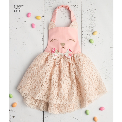 Mudilaste kleit ja põll Tutu, suurused: A (1 / 2-1-2-3-4), Simplicity Pattern # 8616 