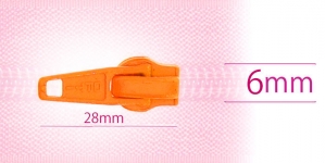 6 mm coil, spiral zipper slider, for flat coil, orange