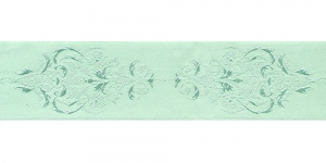 Luksuslik atlaspael sissekootud lillemustriga laiusega 38 mm, Art.38969, hele mündiroheline