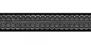  Sissekootud pitsimustriga kaunistuspael 35mm, Art.35713FC, värv must hõbedaga