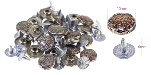 Brass made design rivets ø10 mm, plating: nickel with glitter, aluminium nail fix