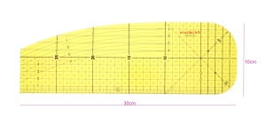 Läpinkuultava silitysviivain, taskuviivain, 30 cm × 10 cm, Kearing #3010