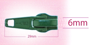 6 mm coil, spiral zipper slider, for flat coil, dark green