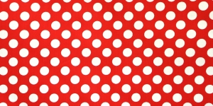 Puuvillasegu kangas täpimustriga, valged täpid punasel taustal, 160cm 