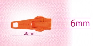 6 mm coil, spiral zipper slider, for flat coil, redish orange
