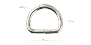 Прочное D-образное кольцо, Полукольцо, 25 мм, отделка: никель