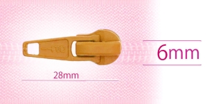 6 mm coil, spiral zipper slider, camel